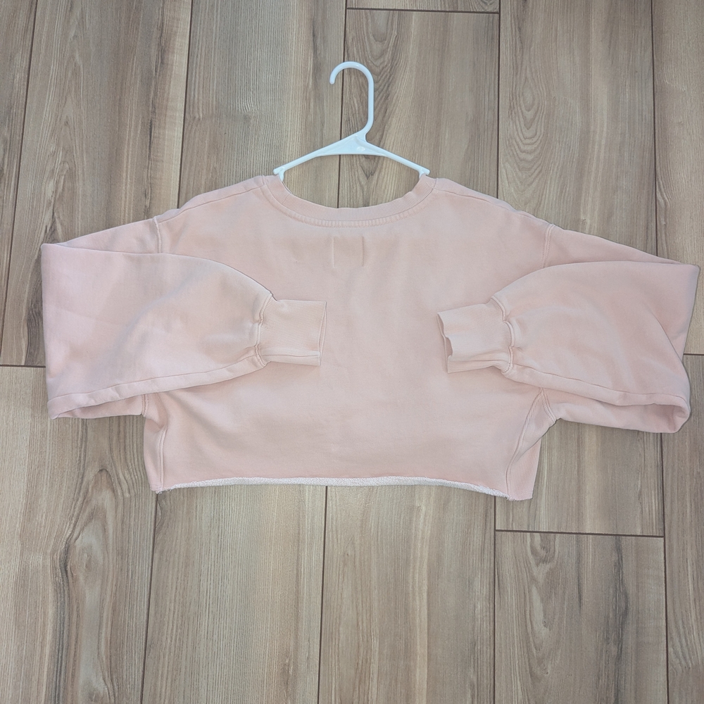 TNA By Aritzia Women's Pink Cropped Sweatshirt With Raw Hem... - Picture 4 of 5